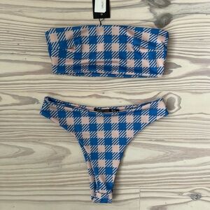 NWT Nasty Gal Blue and Pink Plaid Bikini Set